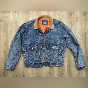 OP/ED Gallerie Acid Wash Corduroy Collar Denim  Trucker Jacket, M